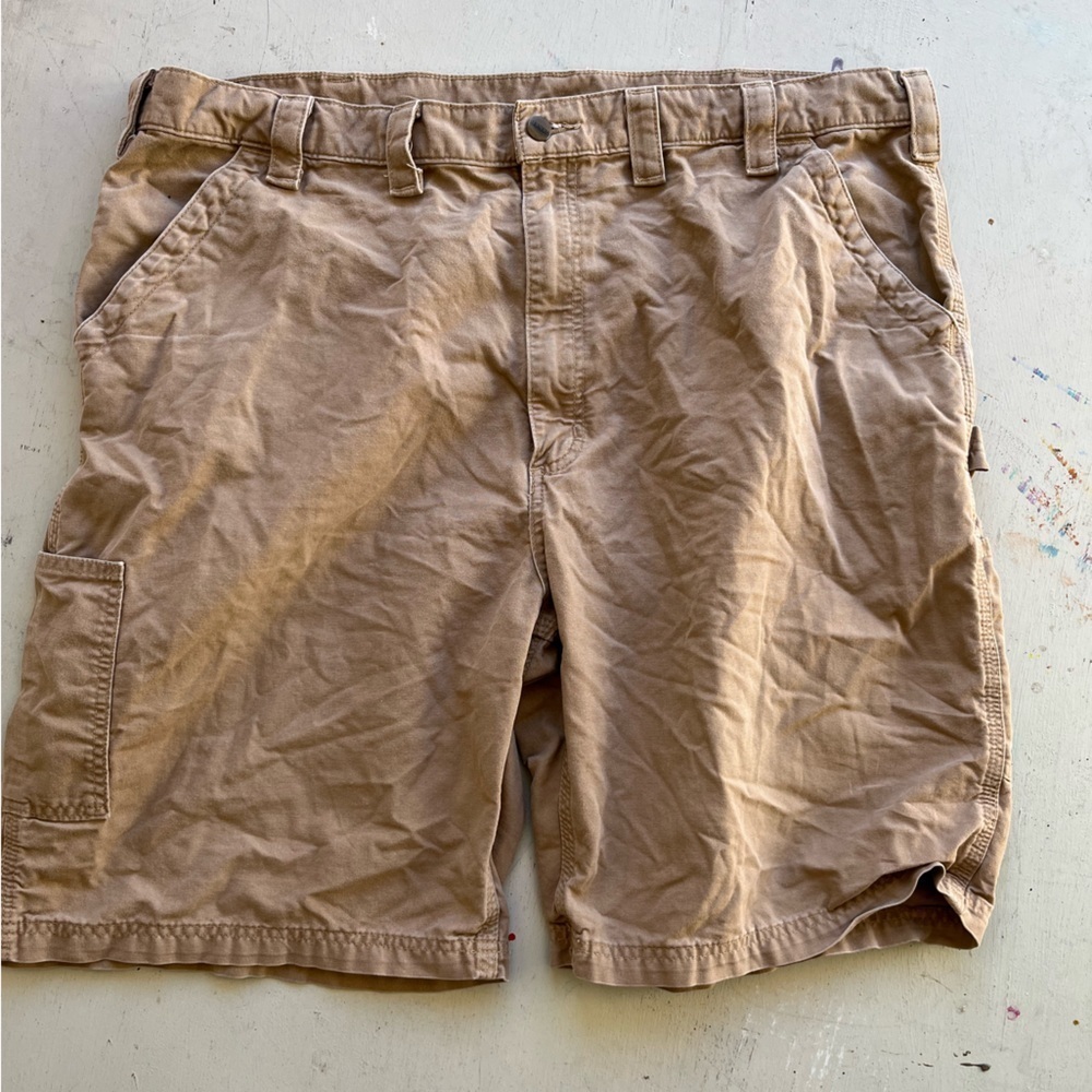 Men's Carhartt Shorts Beige Solid 44 Zip Workwear Relax Dad Casual Cargo Rugged